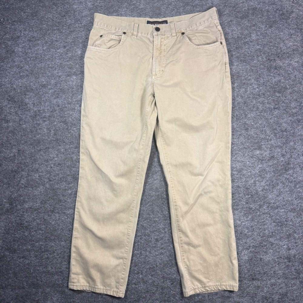 Reyn Spooner Chino Pants Mens 32 Khaki Twill 5-Pocket Pigment Dyed Straight Leg